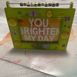 Russ Berrie and Co Glitter Picture Frame, Girly, Cute Sparkly Green